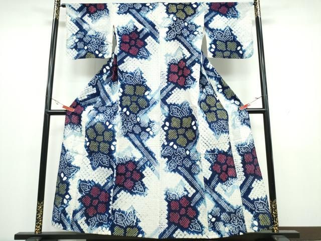 平和屋着物∴夏物 浴衣 有松鳴海絞り 籬舞花文 綿 ♥ CAAW1156ng