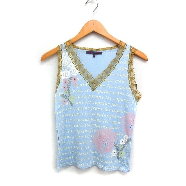 Les Copains レコパン　タンクトップ　ブラウス レコパン LES COPAINS jeans ロゴプリント レース タンクトップ