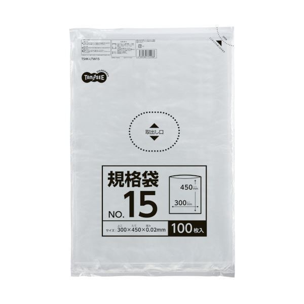 (まとめ) TANOSEE 規格袋 15号0.02×300×450mm 1パック