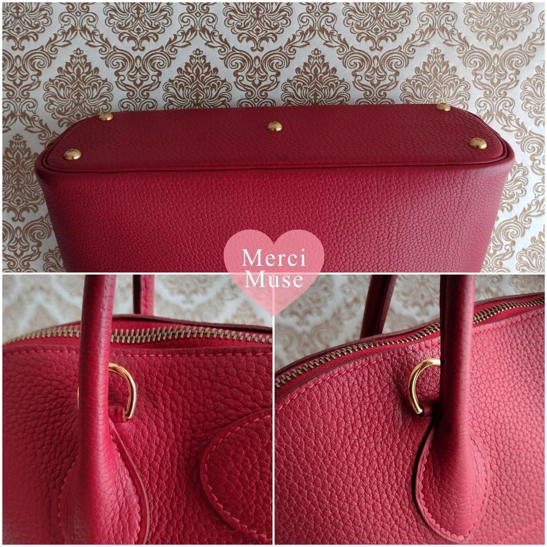  なお品 ボリード35 ルージュヴィフｘゴールド金具 フィヨルド エルメス F刻印 MerciMuse メルシーミューズ ハンドバッグ バッグ