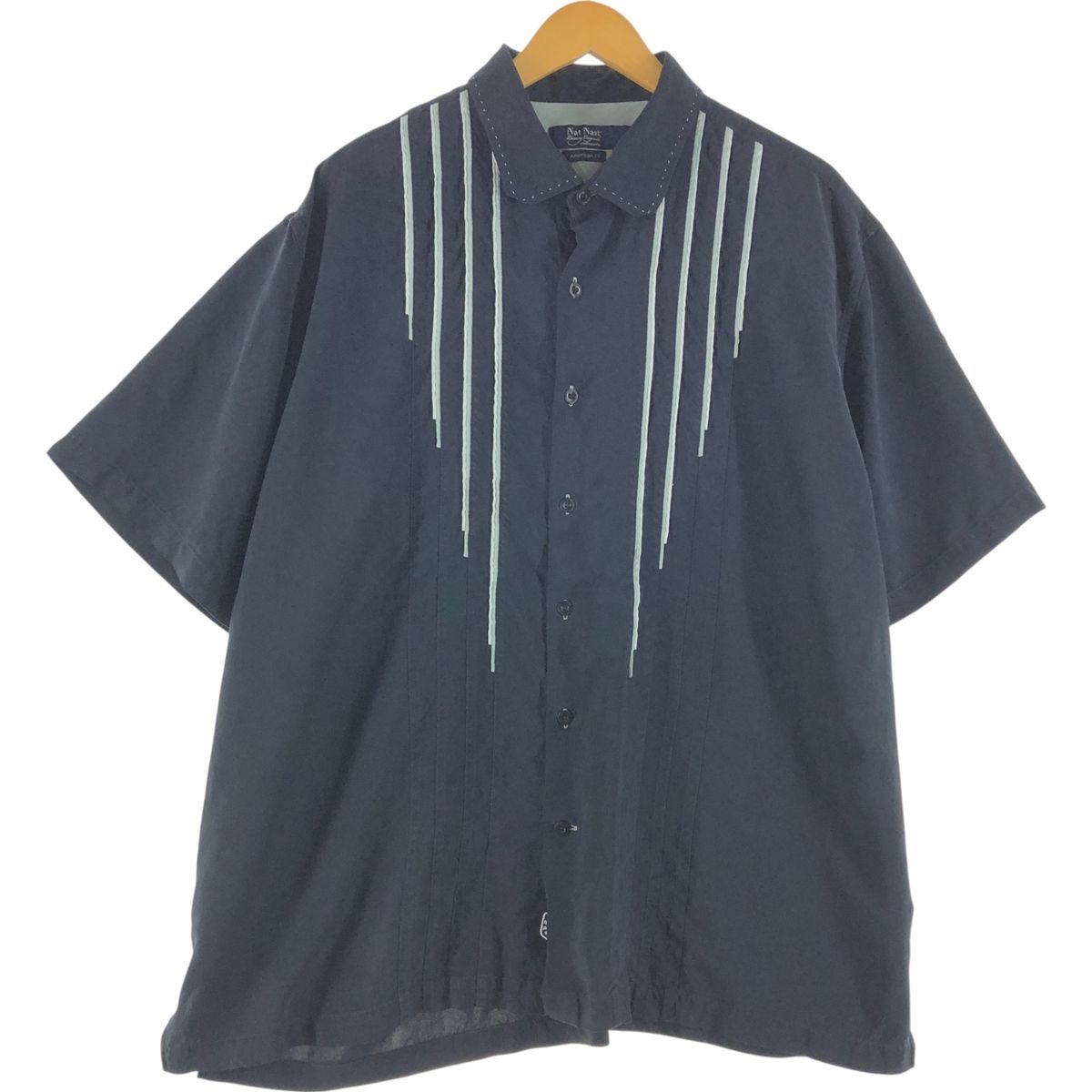 古着 ナットナスト NAT NAST ツートン 半袖 シルクシャツ ボックス 