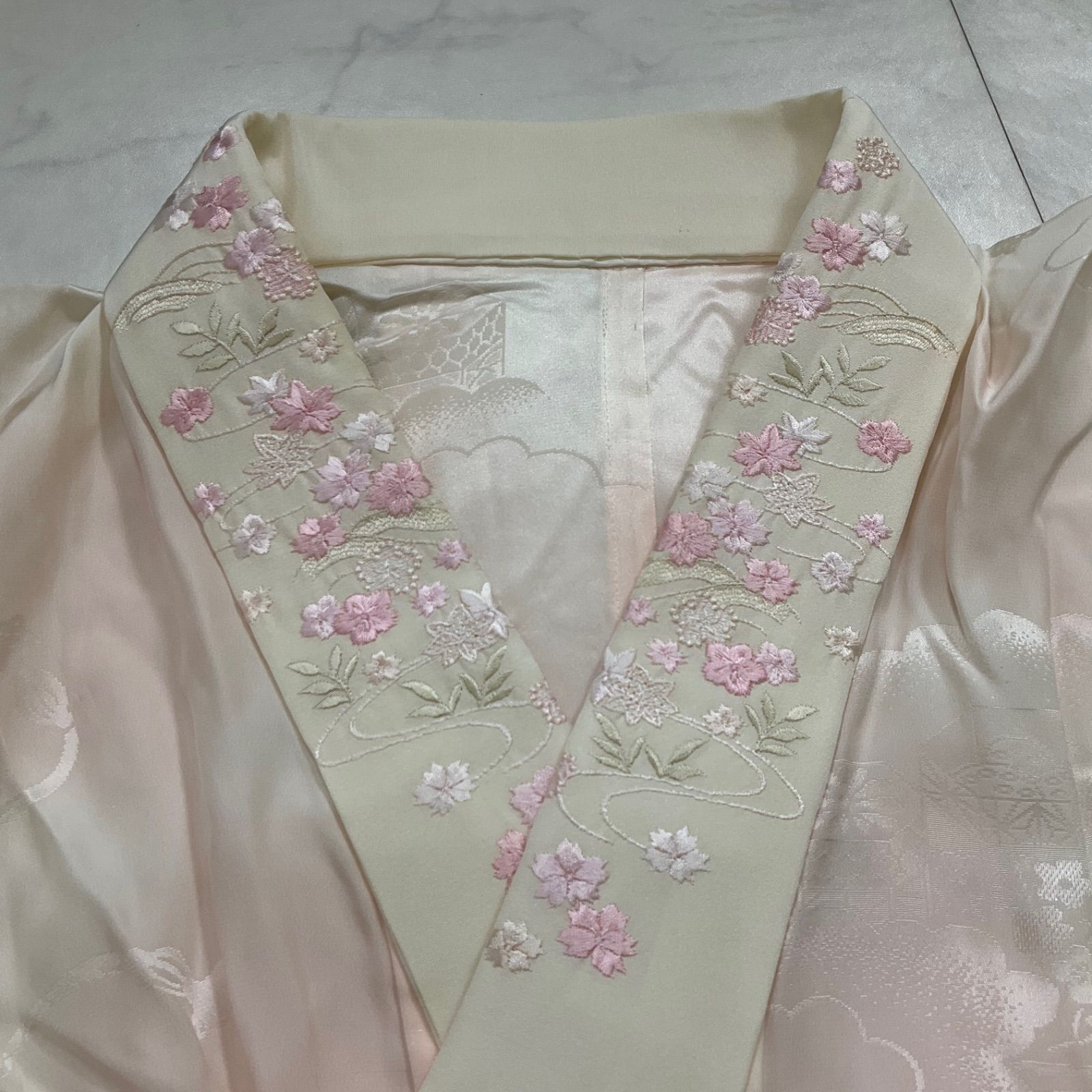 ◇kimono+one◇振袖長襦袢◇刺繍半衿付き◇京都きもの友禅◇袖無双 