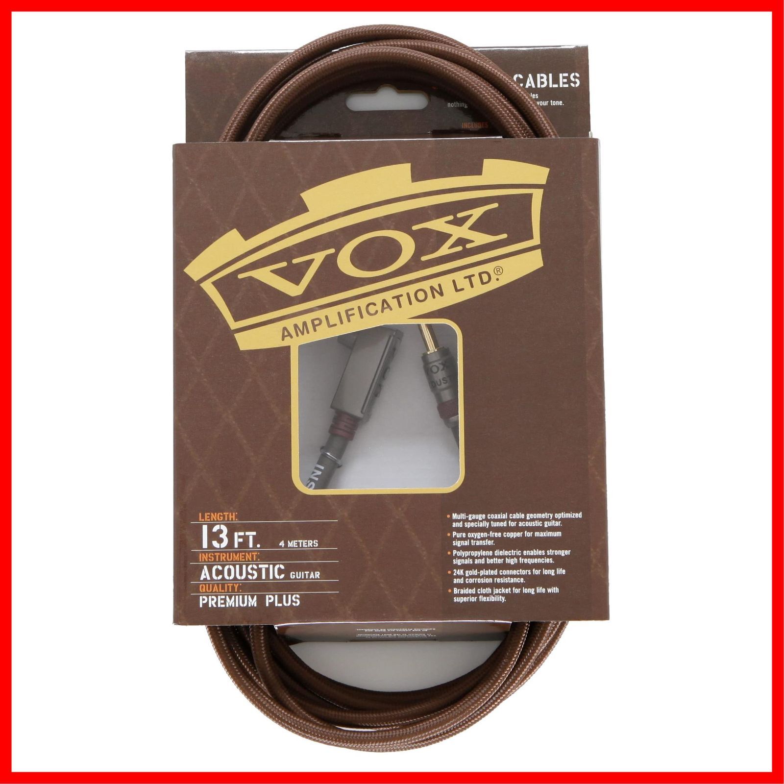 【ラスト1点】ヴォックス ケーブル VOX アコースティックギターシールド 4m S-L VAC-13