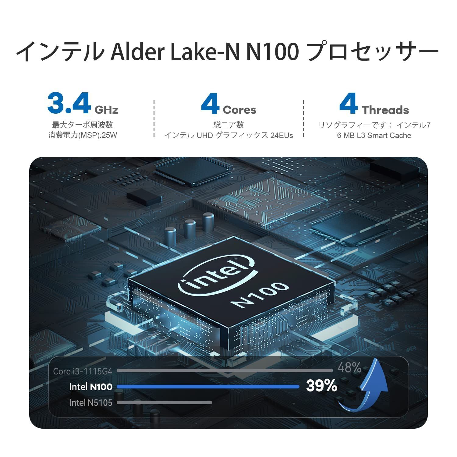 11ミニコンピューター、EQ12ミニPC、8GB RAM W 500GB N100プロセッサー