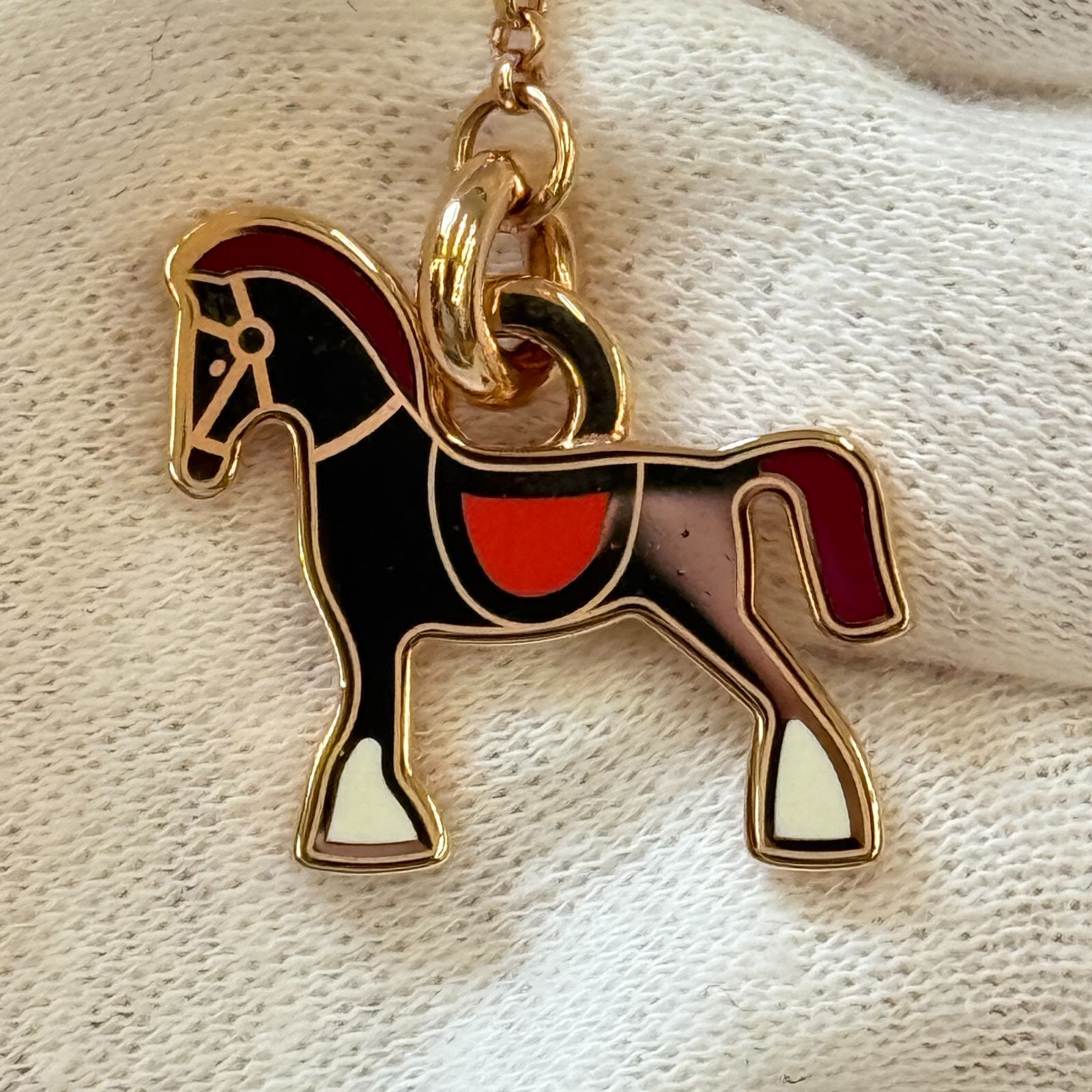 鑑定済み【 美品 】エルメス 《 Cheval 》 ローズゴールド レッド GP