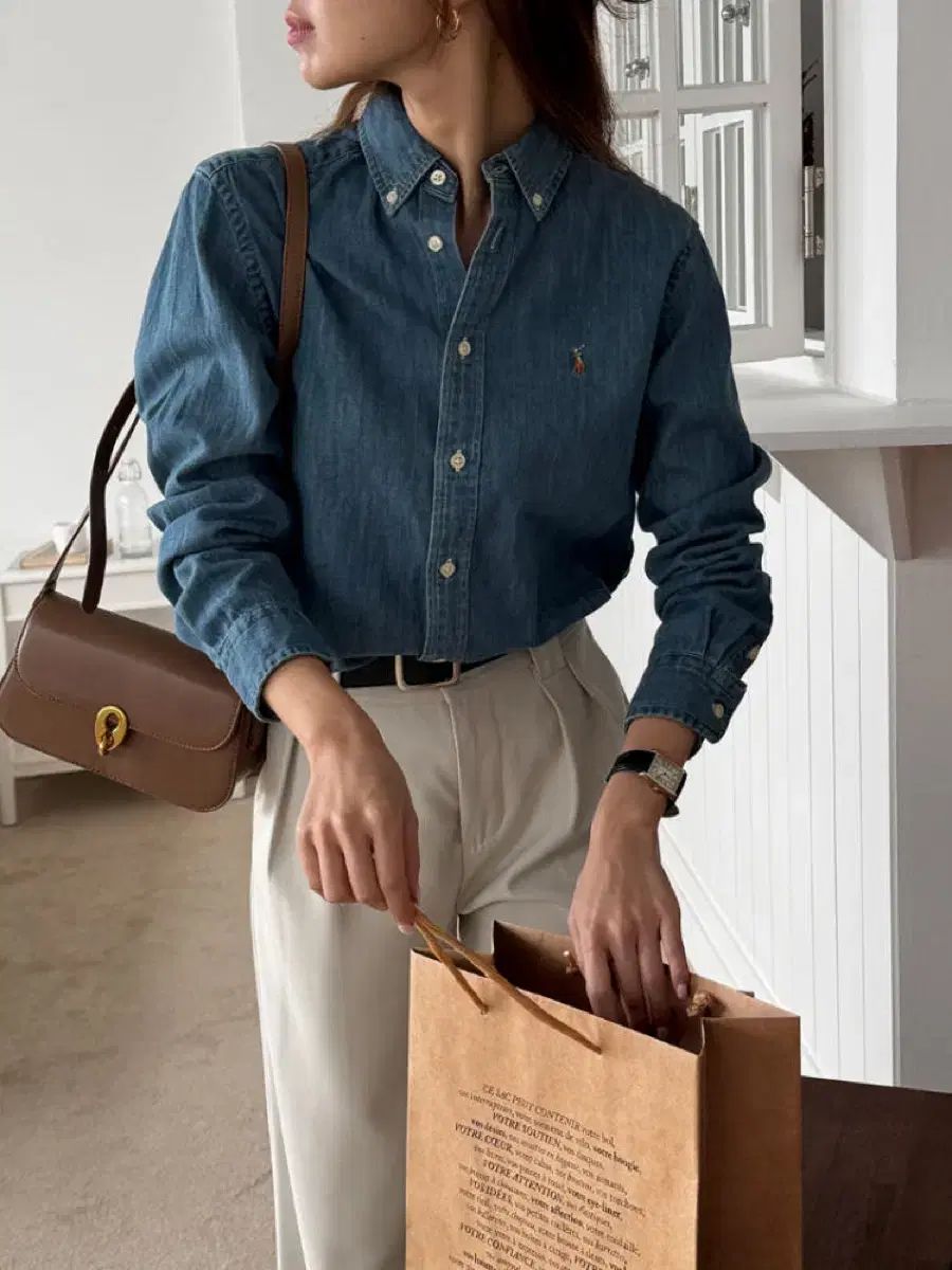 店頭 ポロ Ralph Lauren ラルフローレン 子供 シャンブレー デニムシャツ 大人が着用できます