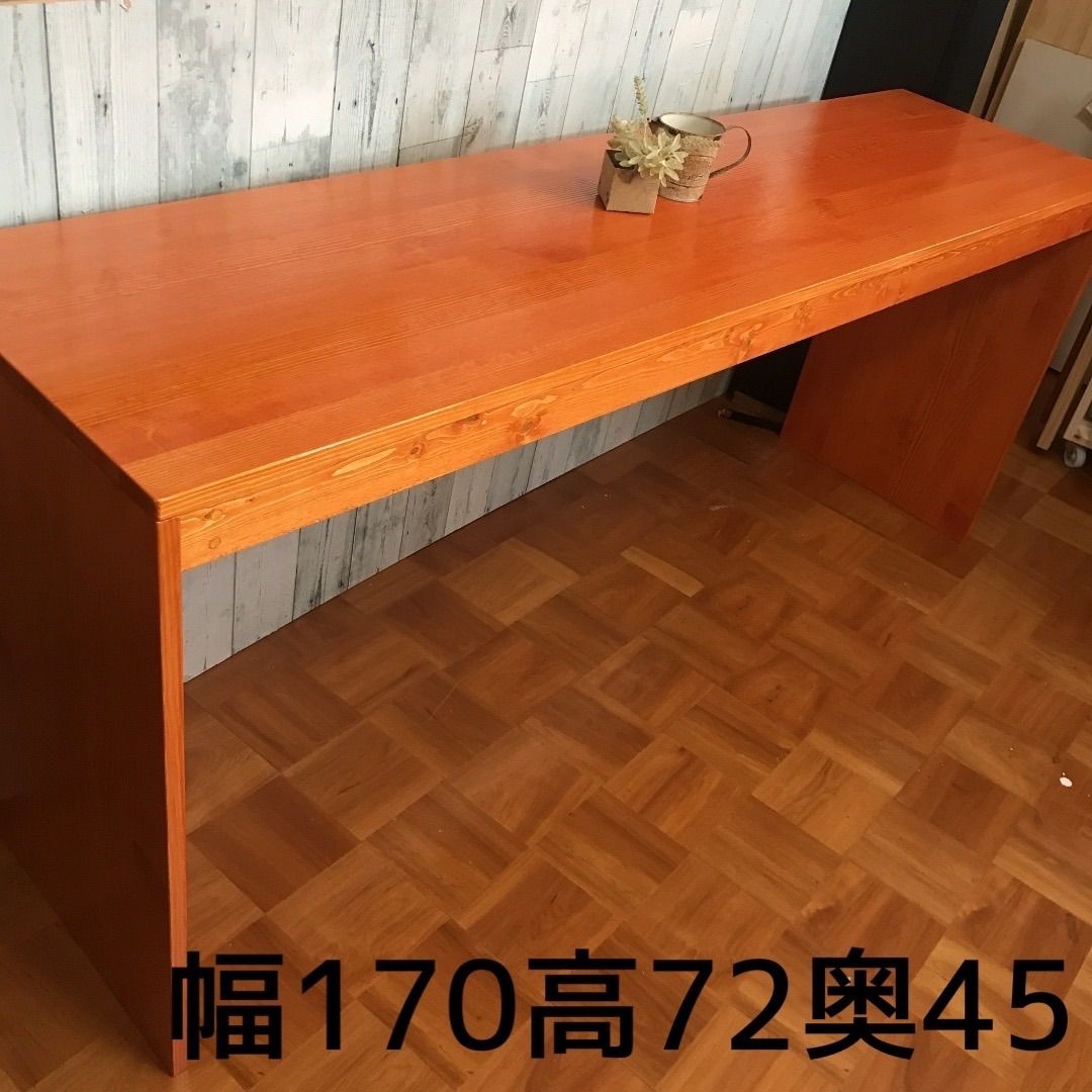 カウンター テーブル 天板パイン集成材 幅110 レッドオーク ピカピカ-