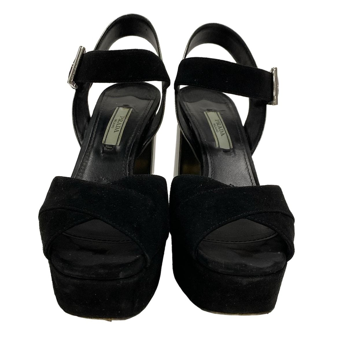 新品同様 PRADA(プラダ) メルカリ - レザー 黒 - レディース 36 サンダル 靴