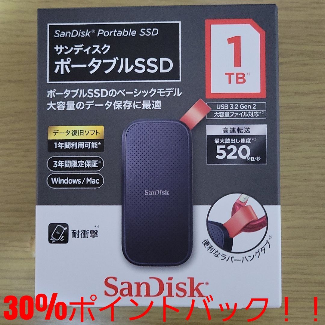 SanDisk ポータブルSSD 1TB SDSSDE30-1T00-J25 - よねストア - メルカリ