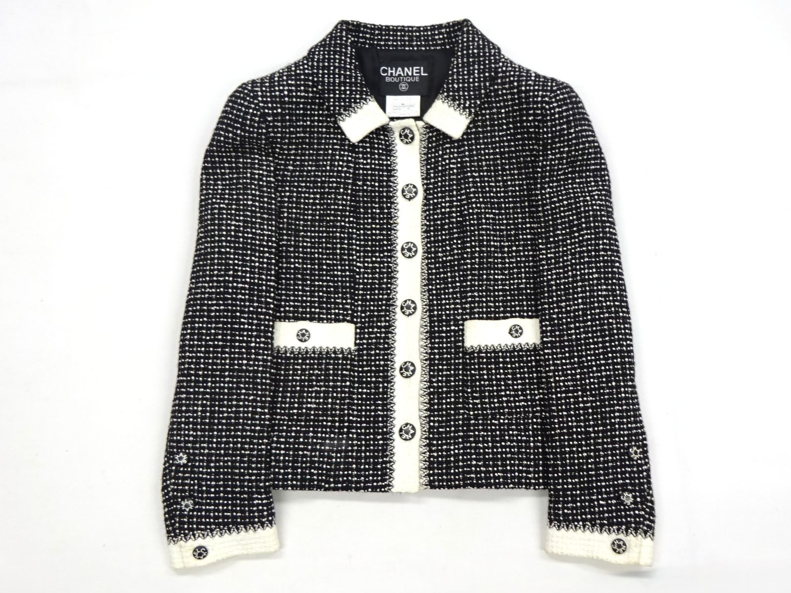 CHANEL シャネル ヴィンテージ セットアップ 96C ツイード スーツ ジャケット スカート ロゴボタン 90s アーカイブ 名作