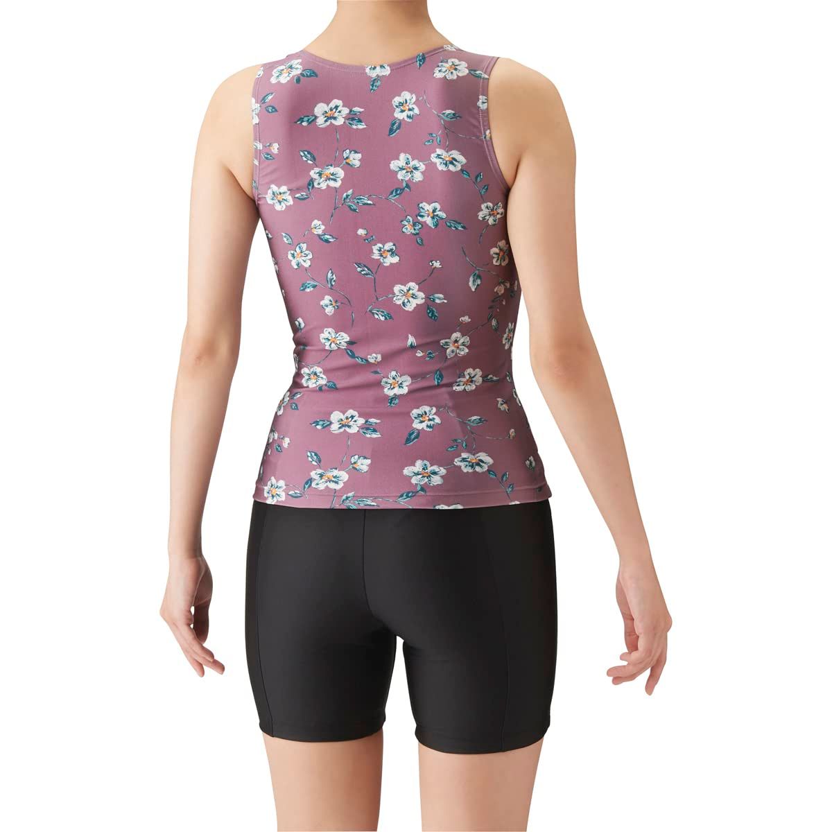 アリーナ セパレート水着 フィットネスセパレーツ カバーバック 差し込みパッド レディース ピンク ブラック PNK LL