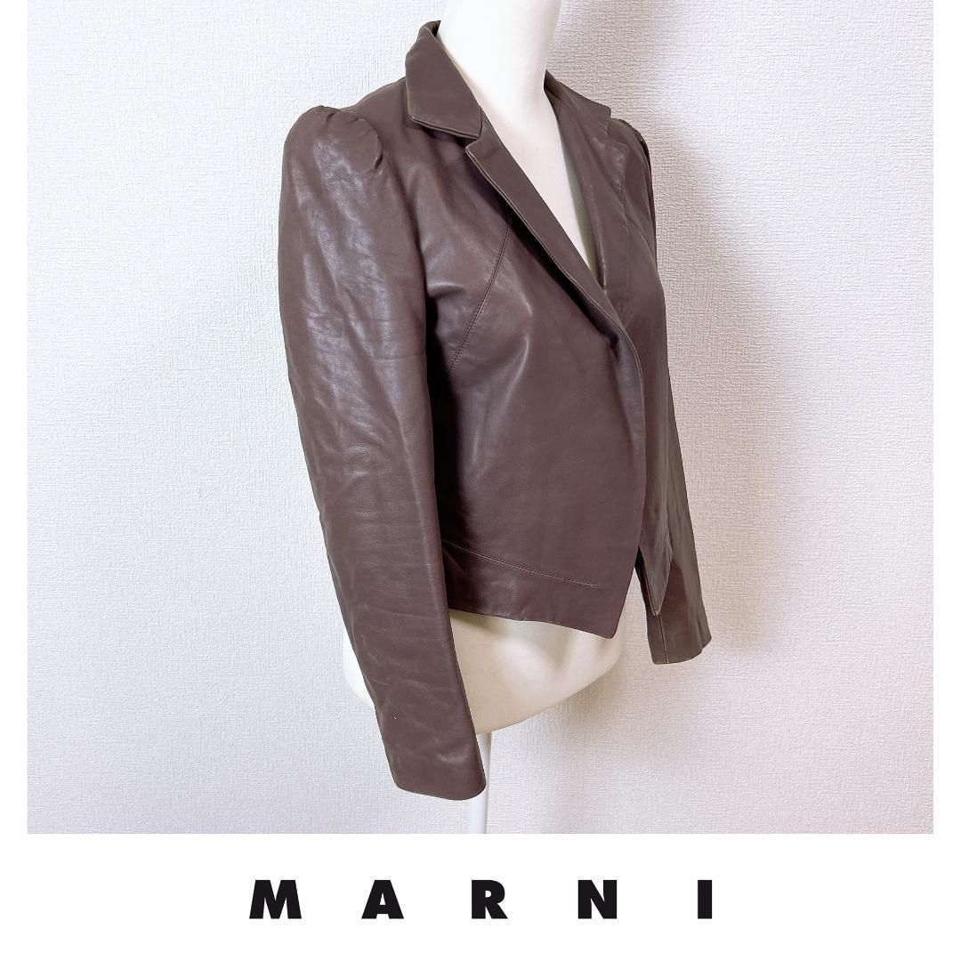 マルニ レザージャケット テーラード パープルブラウン 40