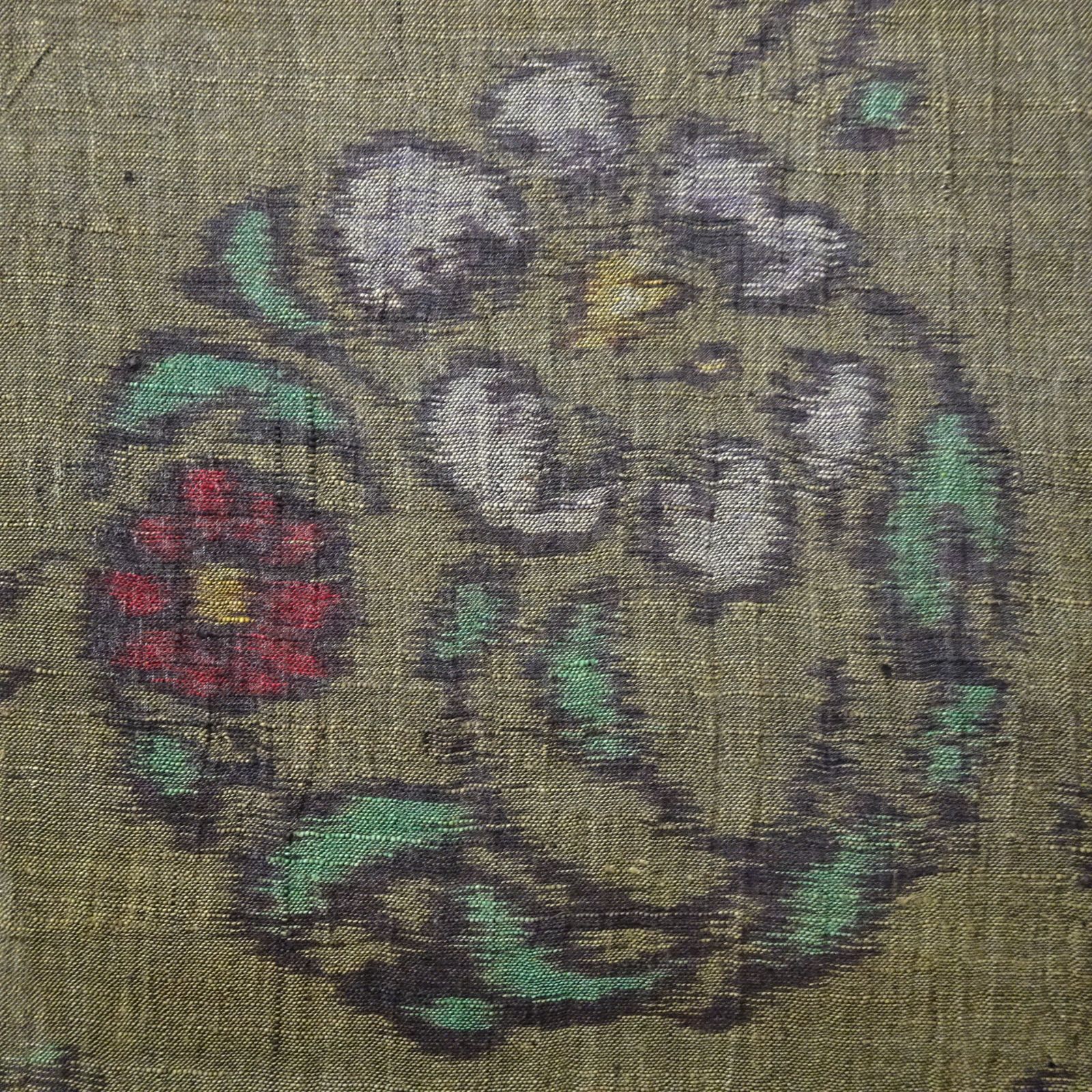 アンティーク 本麻 小千谷縮 着物 花 232136