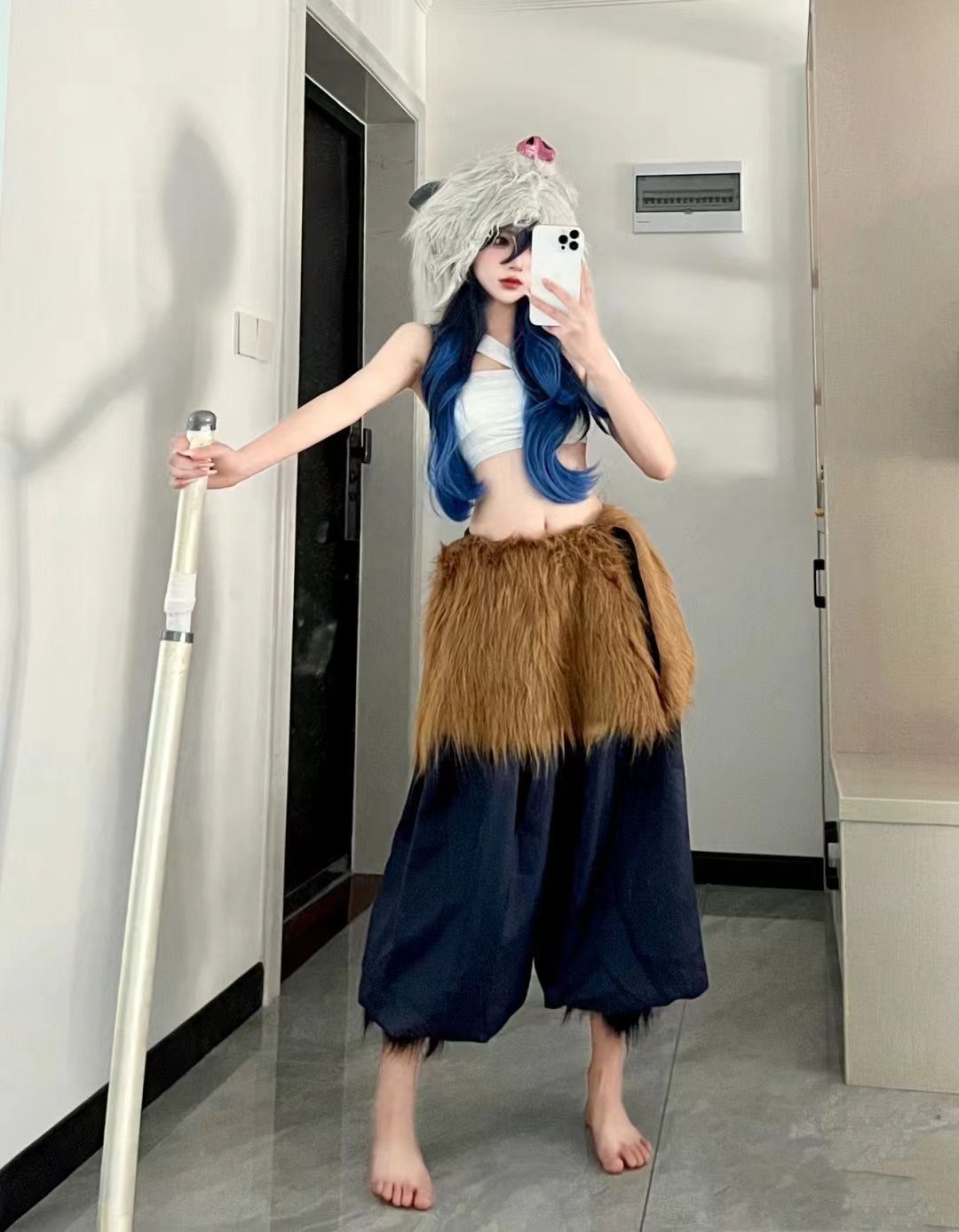 新品 未使用 鬼滅の刃 嘴平伊之助 女子版 伊之助 コスプレ