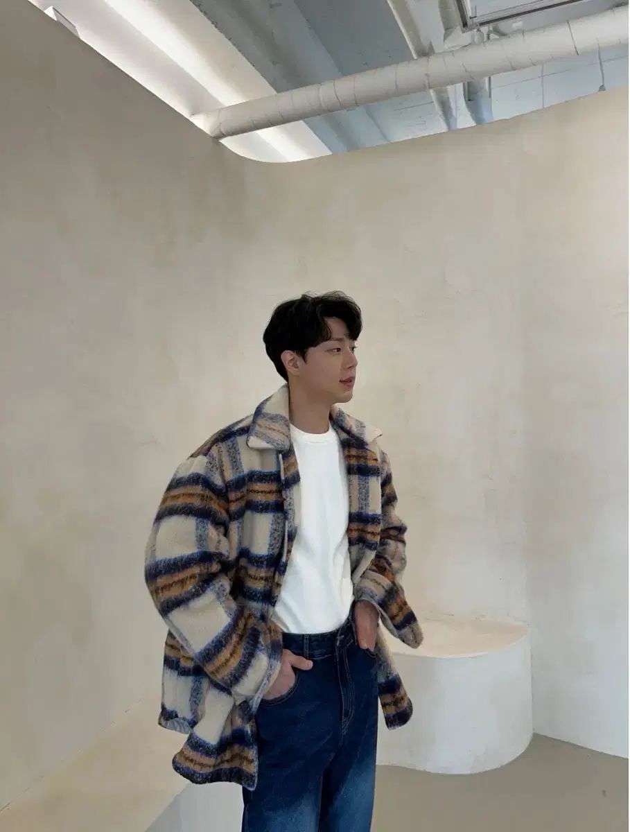 더크로키 メンズ モヘア ウール CHECK ダウン シャツ