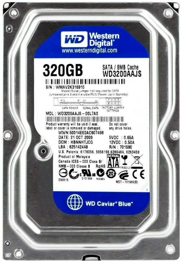 HARD DRIVE 320GB Western Digital BLUE 7200U|min SATA II 8MB 3.5 inch WD3200AAJS