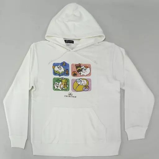 アウターウェア　ver.A 集合 描き下ろしイラスト キャンプver. パーカー ホワイト メンズLサイズ 「ちみたん POP UP STORE in ロフト」 ちみたん - 集合 描き下ろしイラスト キャンプver. パーカー ver