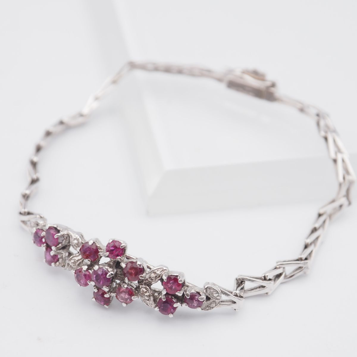 G129 ルビー ピンクスピネル 925刻印 ブレスレット デザイン シルバー