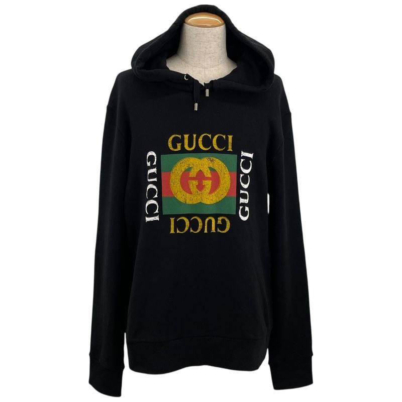 【美品】GUCCI グッチ　パーカー　袖ロゴ　ブラック　M 10625-240726-0169_1.jpg