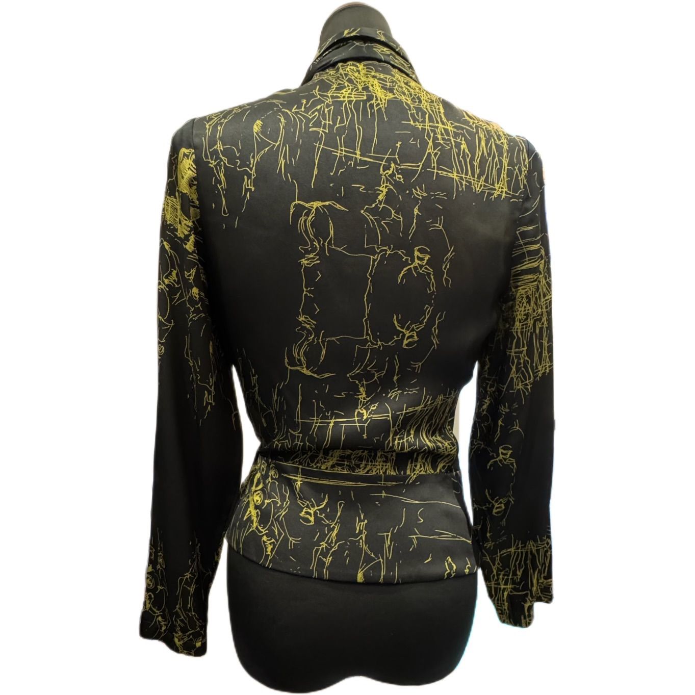 ダイナミックな HERMES エルメス レディース シルク 長袖 ブラウス SIZE 36 ブラック アイテム別