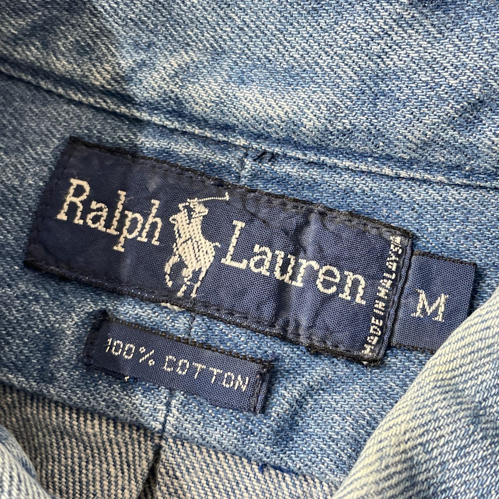 90's vintage RALPH LAUREN POLO BEAR ポロベア デニムシャツ ラルフ