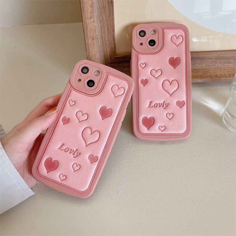 実物超可愛い　ピンク　ハート　スマホケース　iphone13ケース　PU 韓国