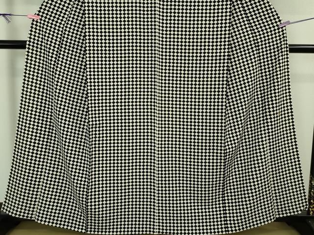 平和屋着物□極上 池田重子コレクション 小紋 単衣 市松菱文 黒×白