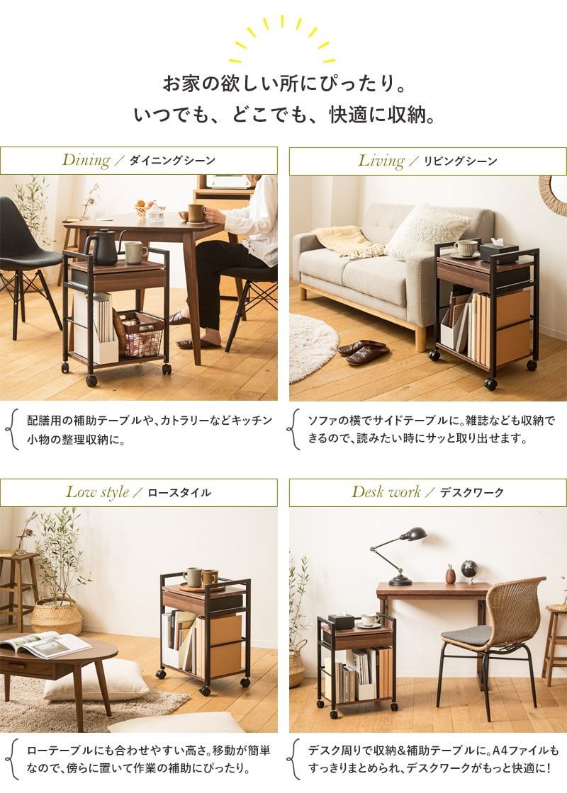 引き出し付きサイドワゴン
