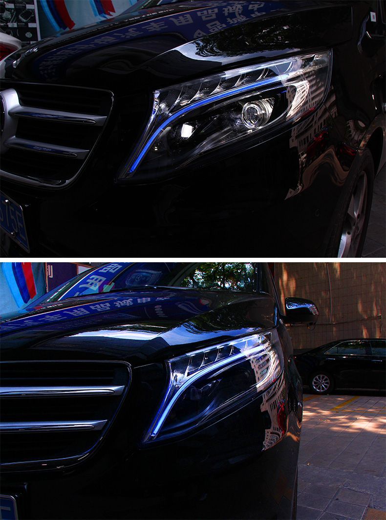 メルセデスベンツ Vクラス VITO ヴィトー対応 ヘッドライト左右セット LEDデイライト 流光ウインカー LEDロービーム＆ハイビーム カプラーオン 無加工取付 FFCRYSTALESIA_COM
