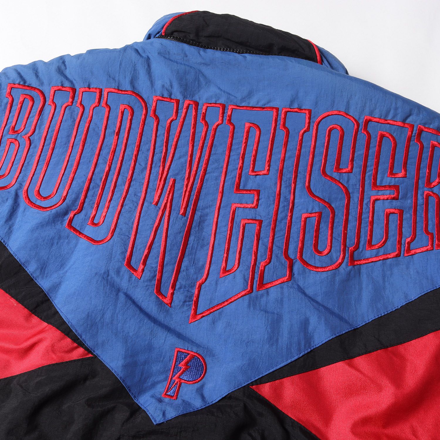 90s Budweiser ビッグロゴ刺繍 ナイロン 中綿 ダウンジャケット