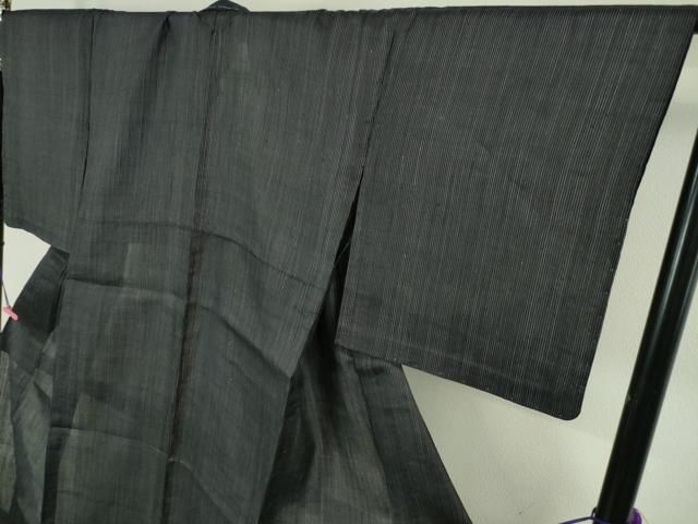 平和屋本店□極上 夏物 重要無形文化財 本場宮古上布 苧麻 縞 濃紺地