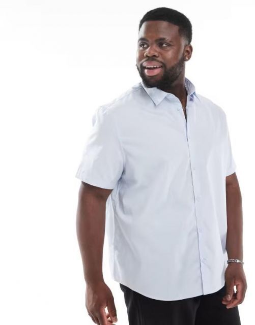 【送料無料】 エイソス メンズ シャツ トップス ASOS DESIGN formal easy iron poplin regular shirt in light blue LIGHT BLUE