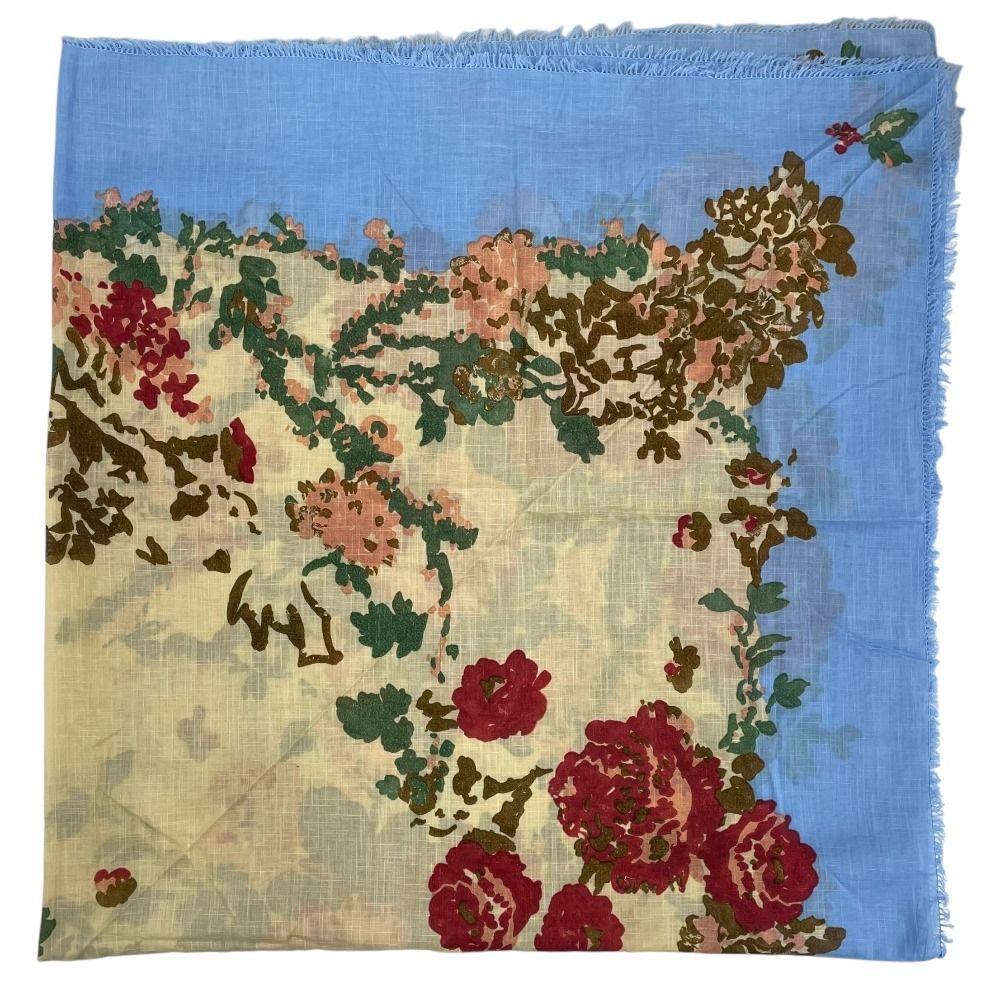 美品♡45R 花柄　大判ストール　スカーフ　風呂敷　フラワー　ビッグ 美品 45R フォーティーファイブアール 綿麻のフラワービッグ