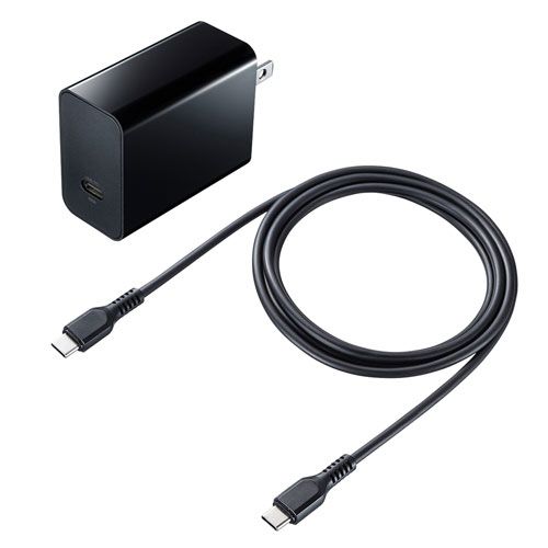 【赤字超特価，定番】 サンワサプライ USB PD対応AC充電器(PD45W・TypeCケーブル付き) ACA-PD80BK