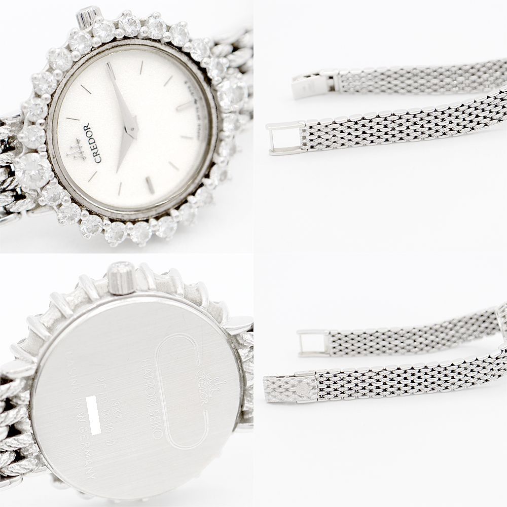 電池交換済 SEIKO セイコー クレドール 2F70-0310-D 純正ダイヤモンド