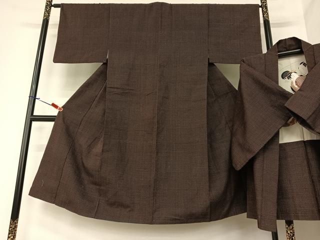 平和屋着物●男性 結城紬 アンサンブル 蚊絣 正絹 AABA0263zg