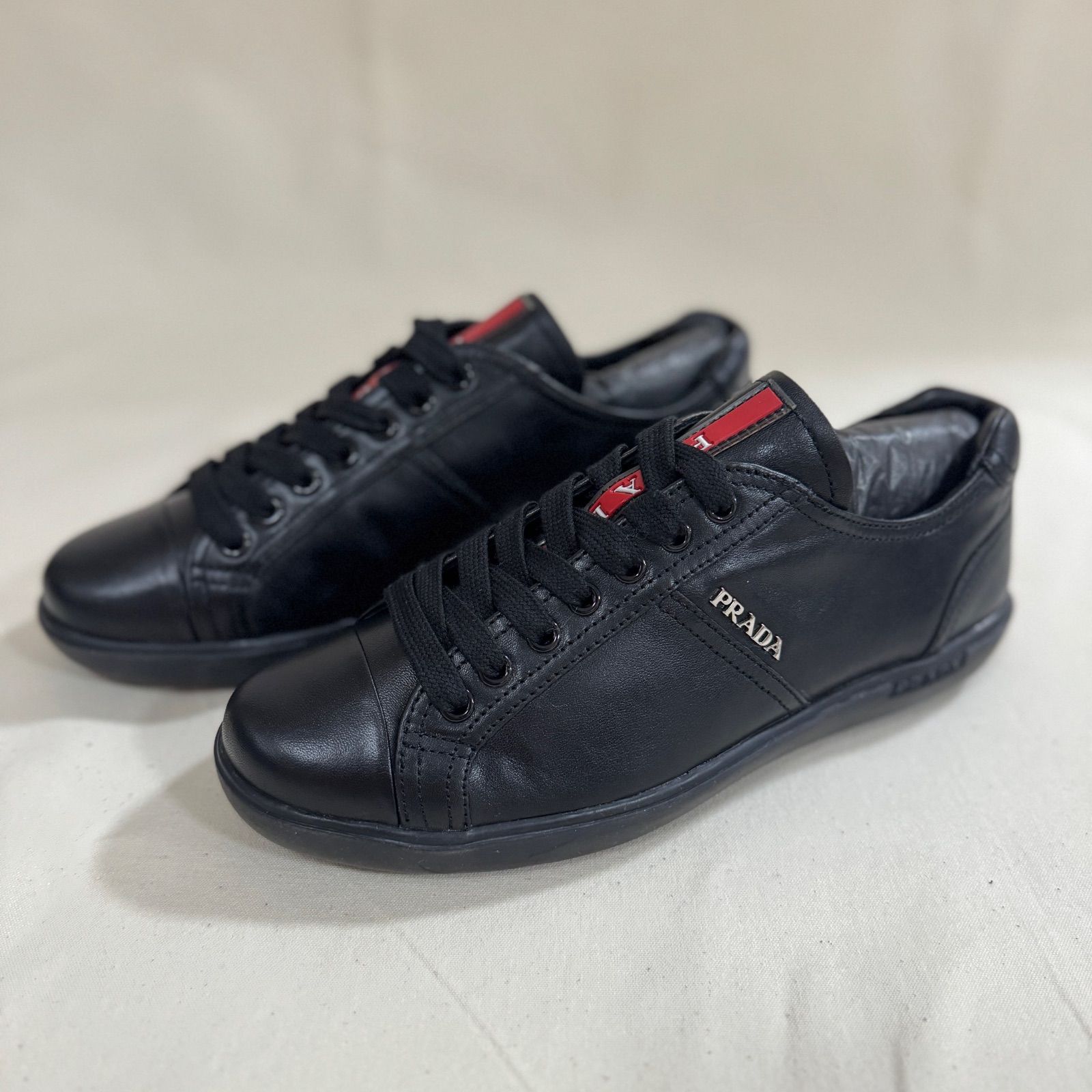 美品】PRADA プラダ レザー スニーカー ブラック （EUR）36 1/2 - メルカリ
