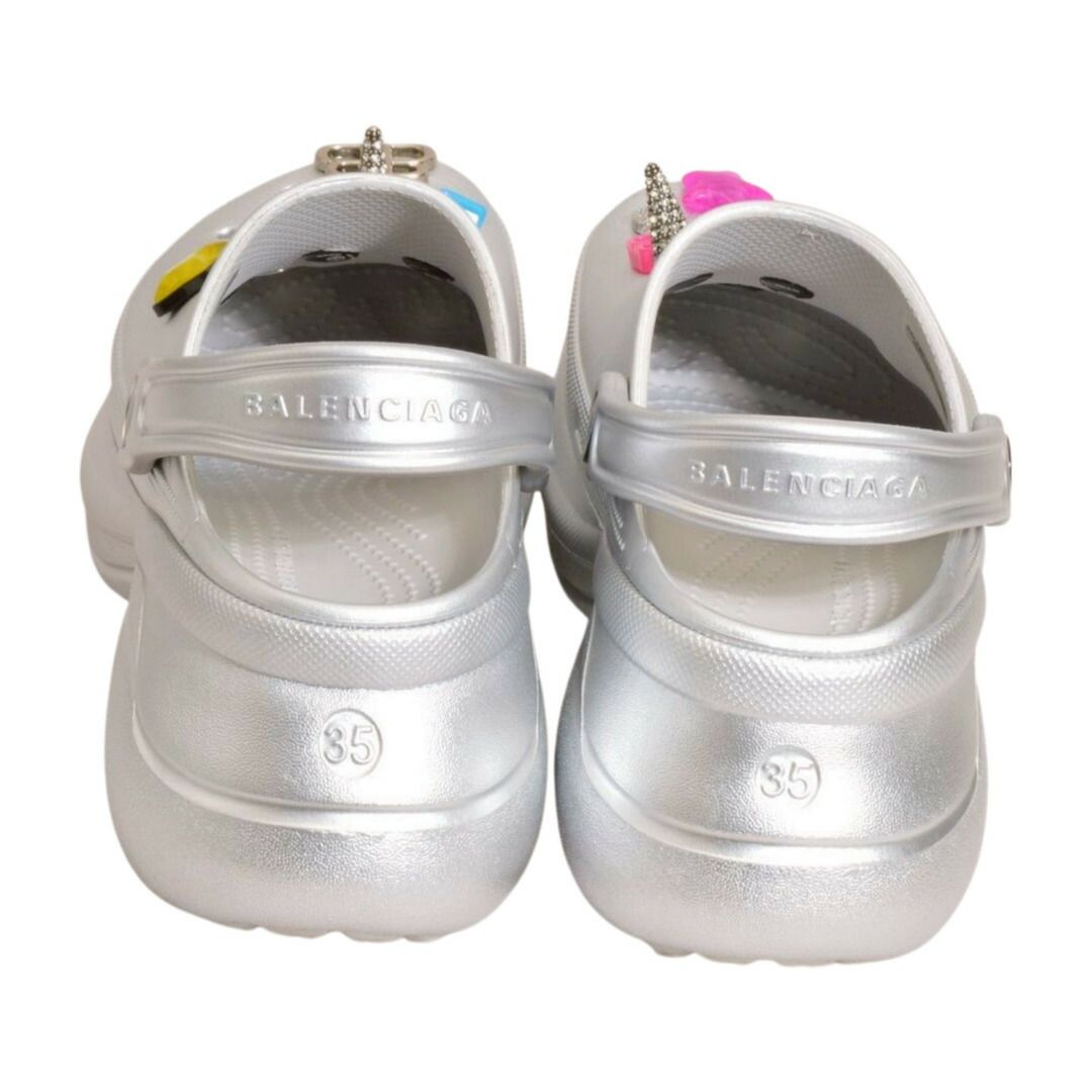  バレンシアガ クロックス Balenciaga Crocs ミュール Jibbitz シルバー ラバー チャーム付き サイズ 35 レディース F-YA 1144 その他 靴