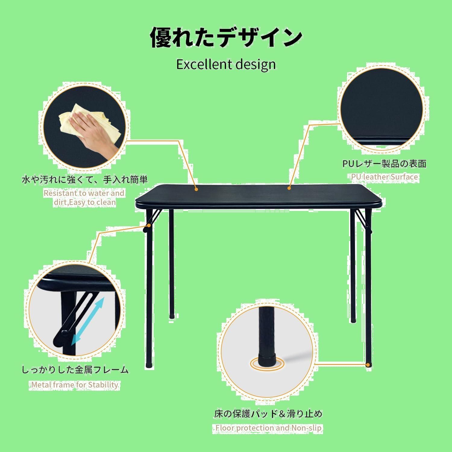 BOOSDEN パイプ椅子 折りたたみテーブル セット椅子 おりたたみ 室内 折りたたみ椅子 折り畳みテーブル デスク チェア 折り畳み椅子  おりたたみテーブル ダイニングテーブル 金属製 省スペース シンプル ブラック - メルカリ