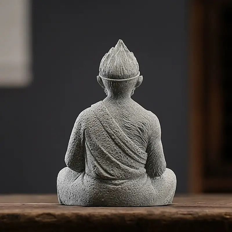 孫悟空 ハヌマーン 猿 置物 オブジェ 石材 座禅 風水グッズ 運気アップ