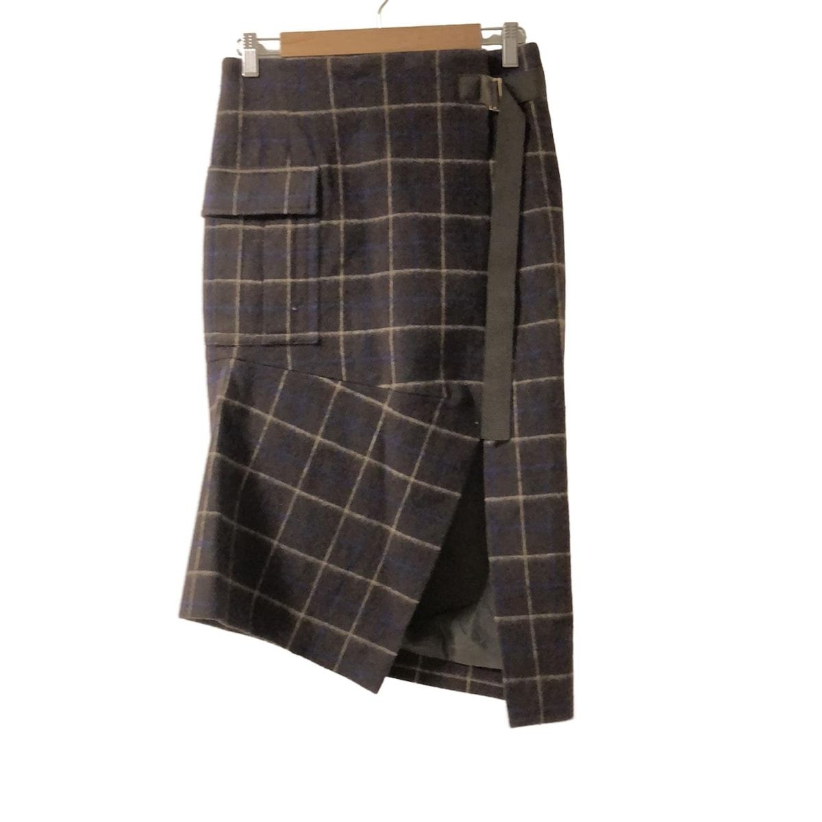 Sacai サカイ スカート サイズ1 S レディース ダークブラウン×ベージュ×ブルー チェック柄
