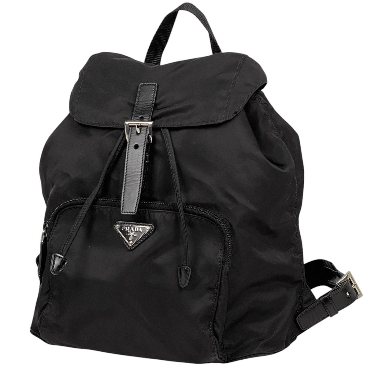 プラダ PRADA ロゴプレート リュックサック バックパック デイパック リュック ナイロン ネロ ブラック レディース
