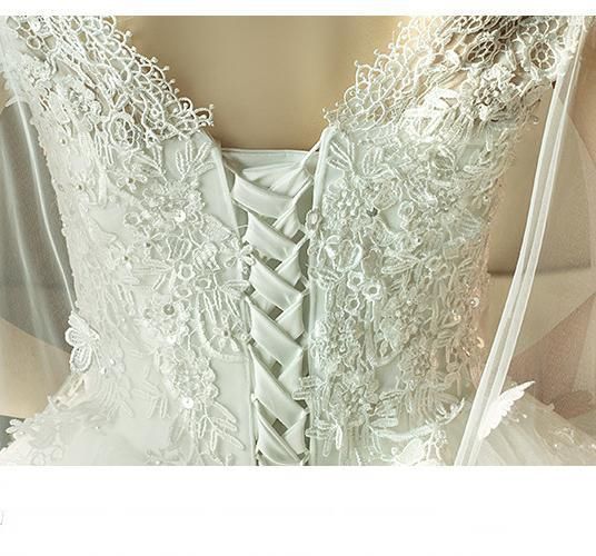 フレンチスタイル ロングトレーン ウエディングドレス 2025 主婚纱 法式 复古 森系 赫本風 显瘦-10.07