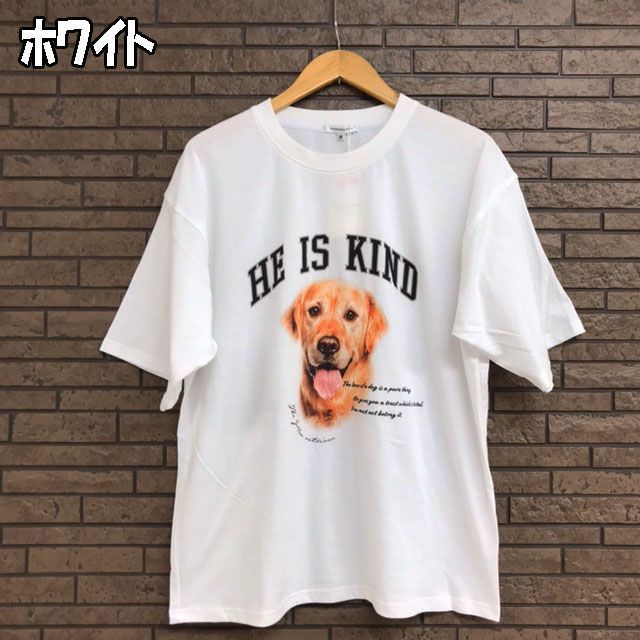 SUGGESTION 猫 犬 アニマル プリント 半袖 ゆったり Tシャツ - Free