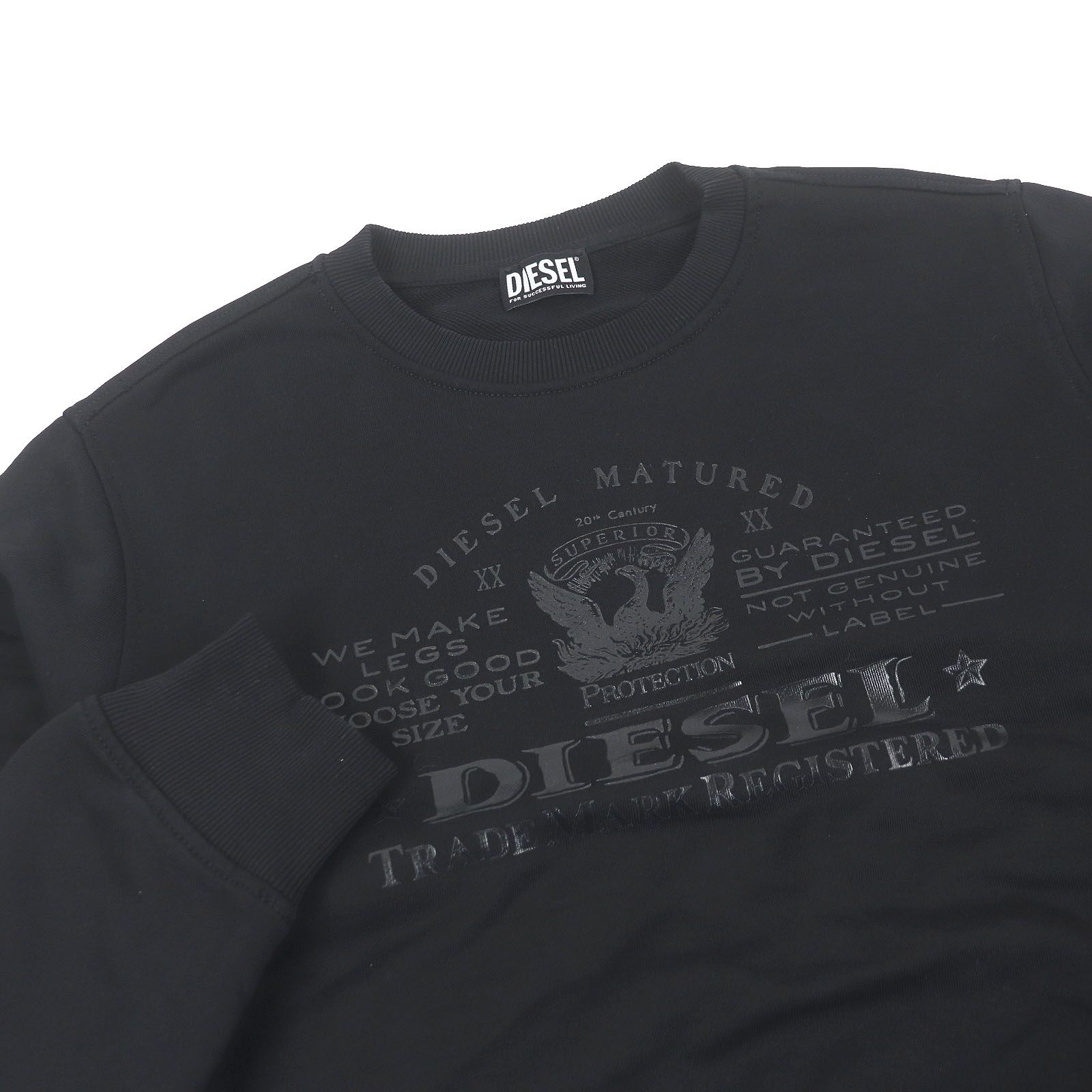 未使用 ディーゼル プリント スエット 黒 ブラック S-GIRK-S1 S DIESEL 送料無料 ディーゼル スウェット レディース F-SLIMMY E1