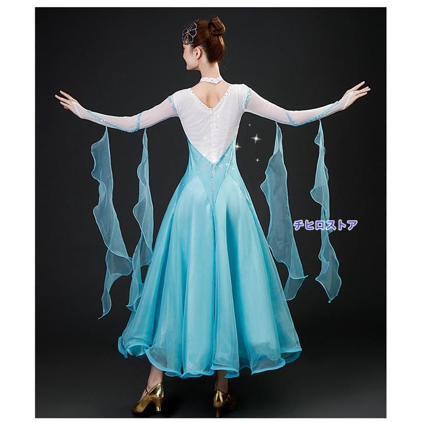 社交ダンス スタンダードドレス 白樺ドレス デモンストレーション 競技