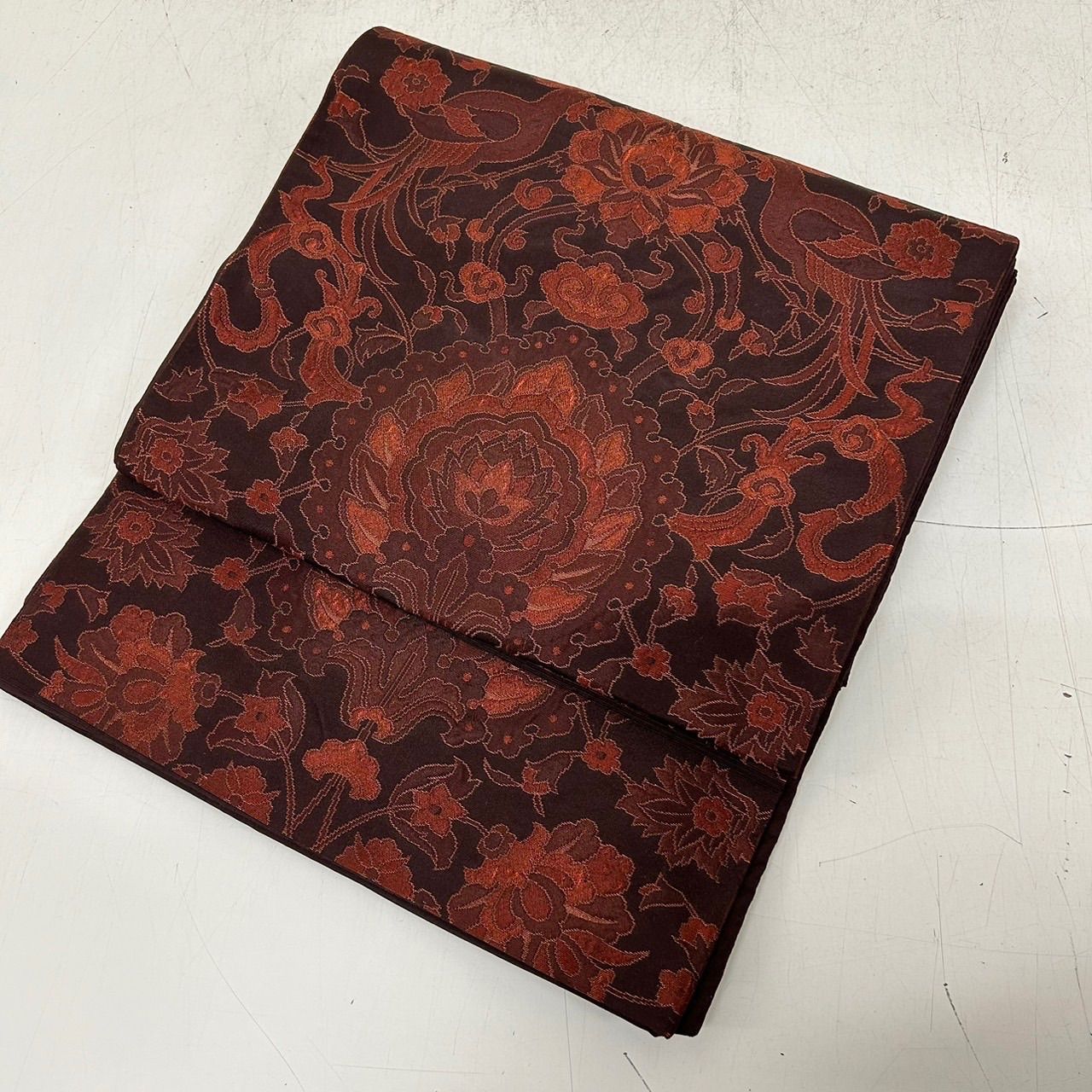 SO-406 袋帯 六通 正絹 銀箔 銀糸 金糸 孔雀 豪華