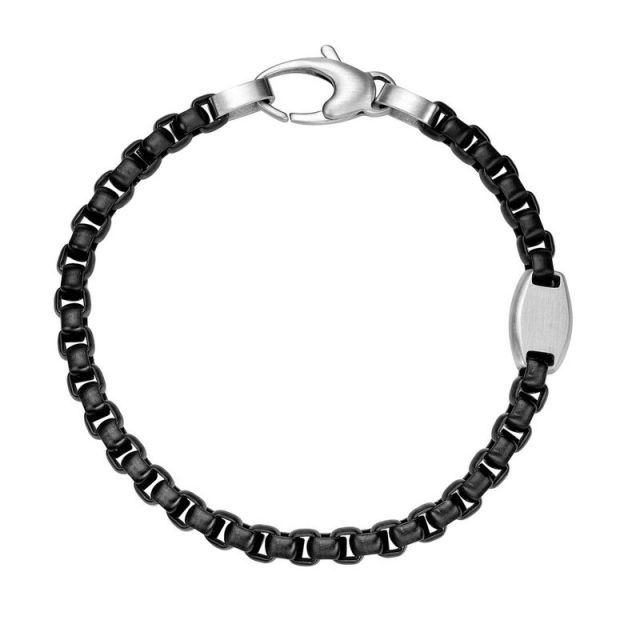 【送料無料】 リンクス メンズ ブレスレット・バングル・アンクレット アクセサリー Men's LYNX Stainless Steel Round Box Chain Bracelet Black Tone