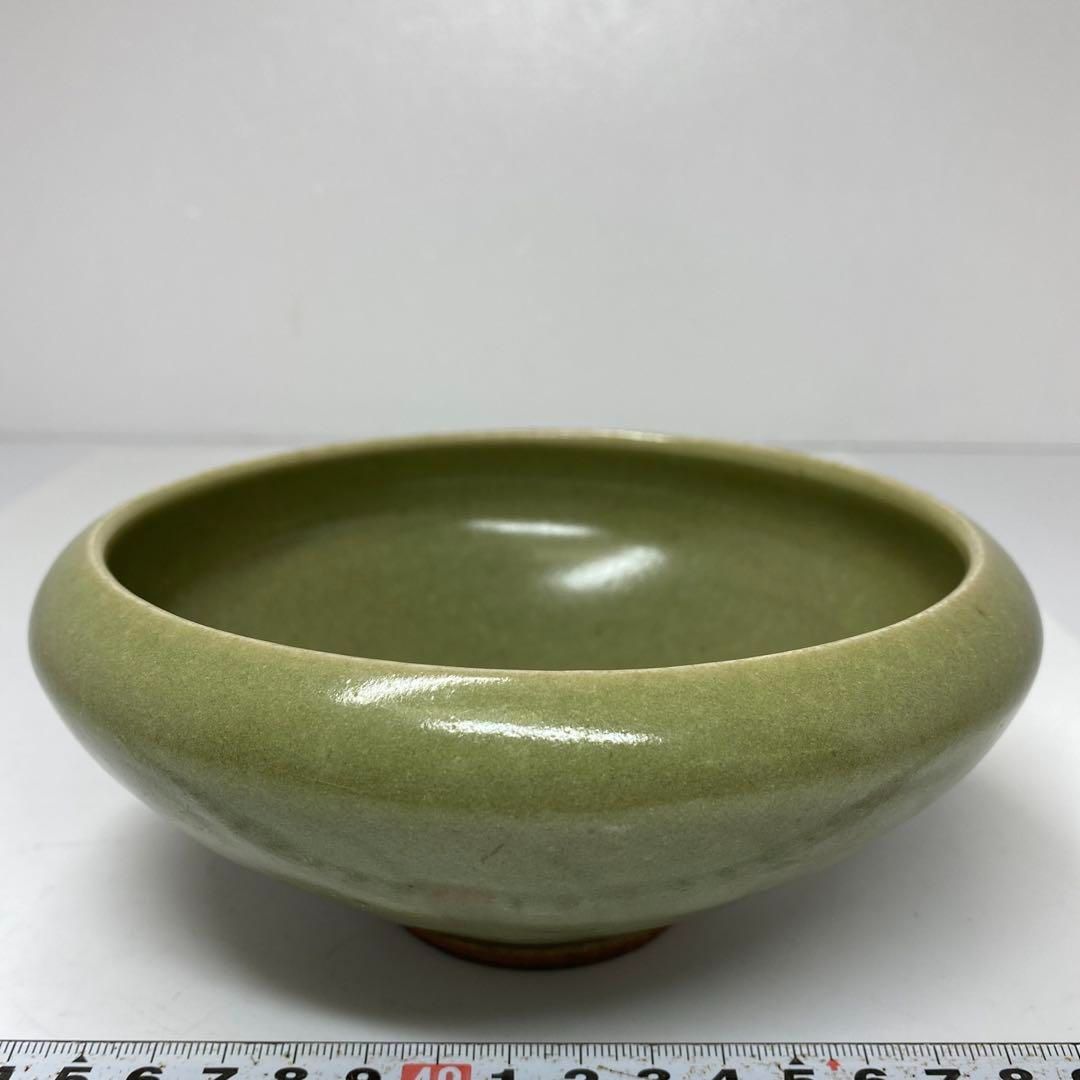 中国明時代 竜泉窯 青磁鉢 タサオ ディスカウント 最大幅約16㎝ 東里6
