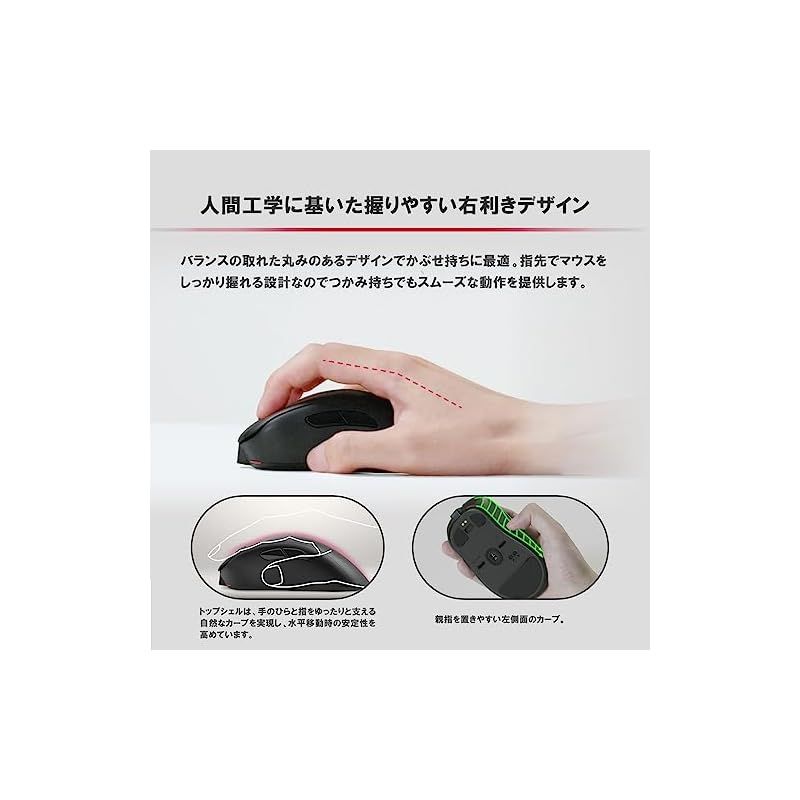 左右非対称デザイン|3370センサー|エンハンストレシーバー付属|右利き用|プラグ＆プレイ medium